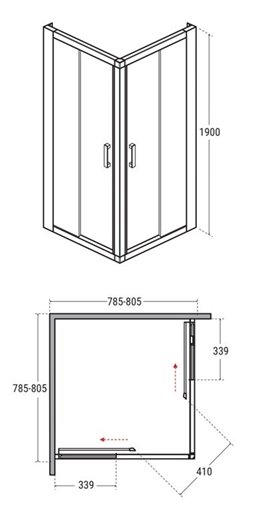 Stal szczotkowana kabina prysznicowa kwadratowa szkło przeźroczyste 80x80 cm Modern Besco MKGM-80-190C zdjęcie 5