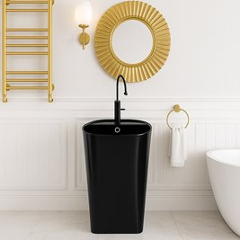 Umywalka wolnostojąca ceramiczna owalna czarny połysk 49x37x83 cm CLARO-BL-490