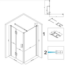 Złota kabina prysznicowa 80x80 kwadratowa drzwi uchylne KZ1390A