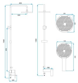 Złoty szczotkowany zestaw prysznicowy z wylewką Veneta Rea