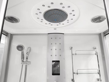 Biała prostokątna kabino wanna z hydromasażem + sauna 165x85 cm MO-09944BS-165B