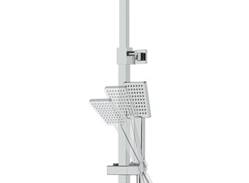 Kolumna prysznicowa w kolorze chrom wylewka wannowa z baterią termostatyczną deszczownica kwadratowa CMN02TCHW Ango Corsan