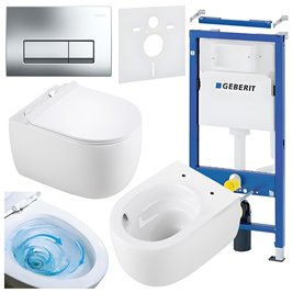 Zestaw podtynkowy stelaż GEBERIT DUOFIX + miska LAKE-WH-TR-01 + przycisk DELTA 50 chrom