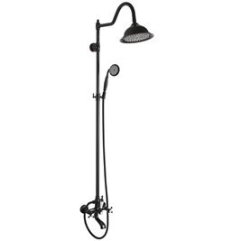 Czarny zestaw prysznicowy z wylewką retro Bergamo Rea