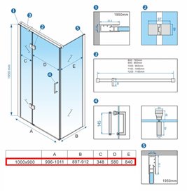 Czarna Kabina prysznicowa prostokątna drzwi uchylne 100x90 KZ03AB