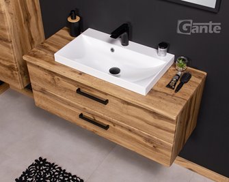 Szafka wisząca z umywalką nablatową 100 cm kolor dąb naturalny 39/2 seria Fokus Loft Gante
