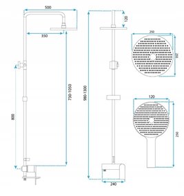 Złoty zestaw prysznicowy z wylewką Avalon Rea