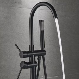 Czarna wolnostojąca bateria wannowa Lungo Ortis Black Rea