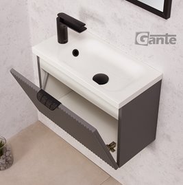 Szafka łazienkowa wisząca z umywalką szary mat 50 cm Fresco Gante