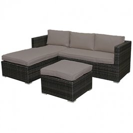 Meble ogrodowe technorattan sofa, stół, dostawka zestaw Volta