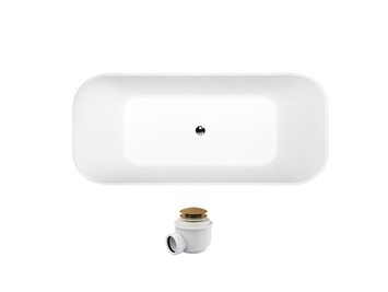 Wanna wolnostojąca z konglomeratu + klik-klak złoty 160 cm Assos Besco WMD-160-AKG