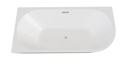 Wanna przyścienna czarno-biała narożna lewa syfon z przelewem chrom 150 cm Zoya B&W Besco WAS-150ZBL