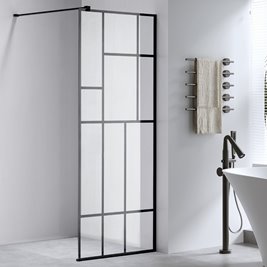 Czarna ścianka prysznicowa 80 cm SH05B szkło 8mm