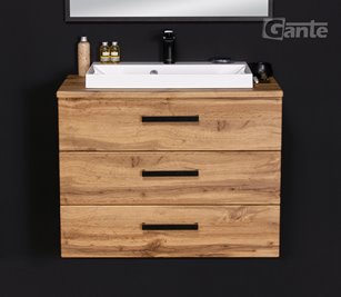 Szafka wisząca z umywalką nablatową 80 cm kolor dąb naturalny 39/3 seria Fokus Loft Gante