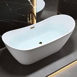 Wanna wolnostojąca biała przelew oraz korek złoty 150 cm Rica Hydrosan