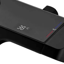 Czarny zestaw prysznicowy z wylewką i termostatem Rob Rea