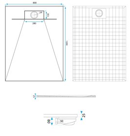 Brodzik prostokątny czarny struktura kamienia smc 120x80 Bazalt Black Rea