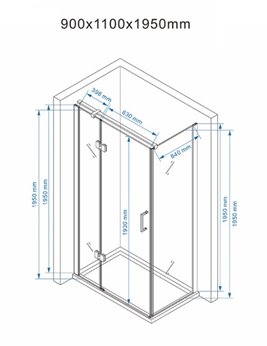 Czarna kabina prysznicowa prostokątna 110x90 drzwi uchylne KZ03B