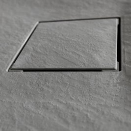 Szary brodzik prysznicowy kwadratowy o strukturze kamienia 80x80 cm Riko Hydrosan