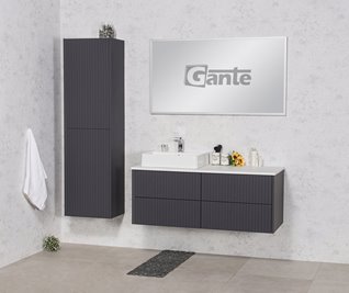 Szafka łazienkowa wisząca frezowana z umywalką 120 cm Mirage kolor szary mat