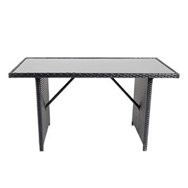 Zestaw mebli ogrodowych z technorattanu narożnik, stół, pufy Toledo Czarny