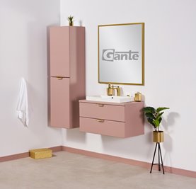 Szafka łazienkowa pudrowy róż z umywalką nablatową złoty uchwyt 80 cm Magnolia Gante
