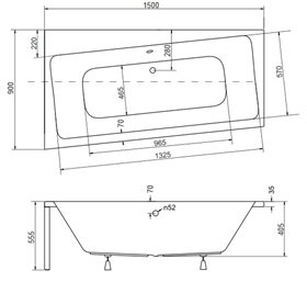 Czarno-biała wanna narożna z obudową 150 cm Lewa Infinity Besco