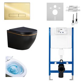 Zestaw podtynkowy kompletny stelaż + miska PEAK-MTB-GL-RIM-02 + przycisk ST+H GOLD