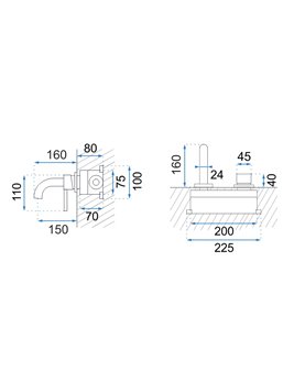 Bateria umywalkowa podtynkowa box Rea Lungo złoto szczotkowane