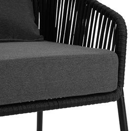 Zestaw mebli ogrodowych metalowych stół, sofa oraz fotele Sierra kolor czarny