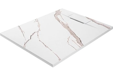 Brodzik prostokątny biały struktura kamienia smc 100x80 Bazalt Carrara White Rea