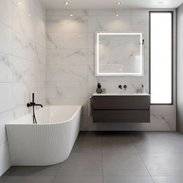 Wanna narożna przyścienna ryflowana prawa 170 cm Wenus Rea