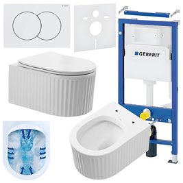 Zestaw podtynkowy stelaż GEBERIT DUOFIX + miska LUMA-WH-RIM-03 + przycisk DELTA 01 biały