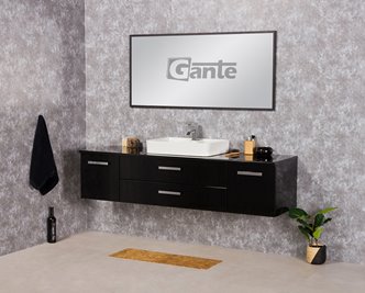 Czarna szafka wisząca z umywalką 180 cm Luna seria Fokus C