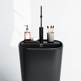 Umywalka wolnostojąca ceramiczna owalna czarny mat 49x37x83 cm CLARO-MTB-490