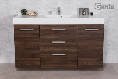 Szafka łazienkowa wisząca z umywalką 140 cm 50/3 Nela Fokus kolor orzech