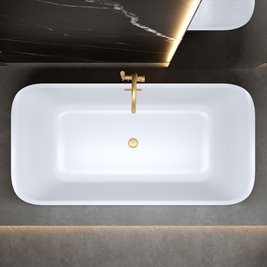 Wanna wolnostojąca złoty szczotkowany przelew oraz korek prostokątna 150 cm Viana Hydrosan