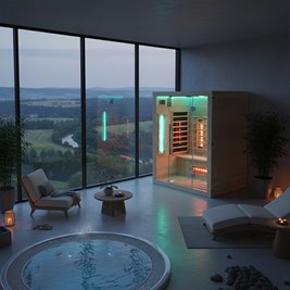 Sauna na podczerwień 4-osobowa 150x120 cm grzejniki kwarcowe i karbonowe Alta3 Infrared