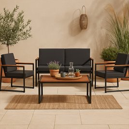 Zestaw mebli ogrodowych metalowych stół, sofa oraz fotele Carter zdjęcie 2