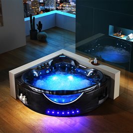 Czarna wanna z hydromasażem narożna 155x155 cm Eos 932 Hydrosan