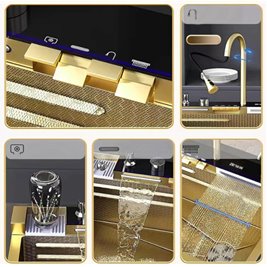 Zlewozmywak kuchenny stalowy jednokomorowy złoty ARGOS 75X46 ASI 304