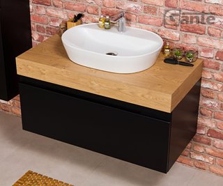 Czarna szafka z blatem i umywalką 100/50 seria Cassini Cz
