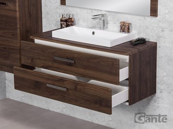 Szafka łazienkowa wisząca z umywalką nablatową 100 cm 39/2 Fokus kolor orzech