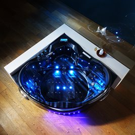 Czarna wanna z hydromasażem narożna 155x155 cm Eos 932 Hydrosan