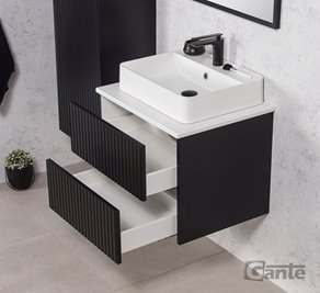 Szafka łazienkowa wisząca frezowana z umywalką 60 cm Mirage kolor czarny mat