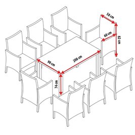 Zestaw mebli ogrodowych z technorattanu stół + krzesła 8 osób Santos