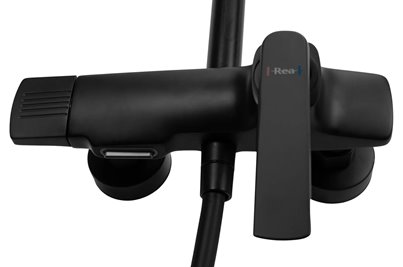 Czarny zestaw prysznicowy z wylewką Rebel Rea