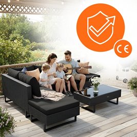 Zestaw mebli ogrodowych z technorattanu narożnik tarasowy Lime czarny zdjęcie 4