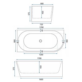 Wanna narożna przyścienna ryflowana lewa 170 cm Wenus Rea