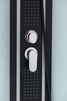 Biała kabina prysznicowa zabudowana 4 ściany na niskim brodziku 90x90 MO-0307